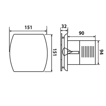 Ventilators Sapho LEX aksiālais, 15 W, 100 mm, balts LX101