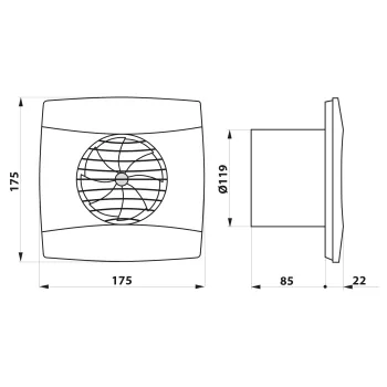 Ventilators Sapho UC-12 TH automātisks, 12 W, 120 mm, melns 01302200