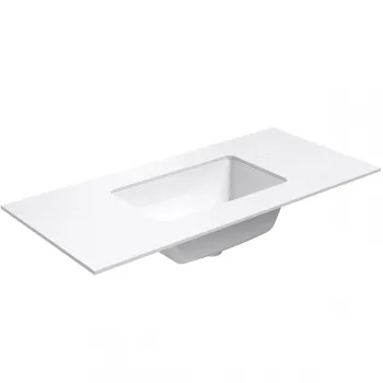 Darba virsma ar izlietni Kame Universal HPL 100cm ar Easy Clean sifonu Balta Matēta