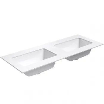 Darba virsma ar izlietni Kame Universal HPL 120 Dubultā ar Easy Clean sifonu Balta Matēta