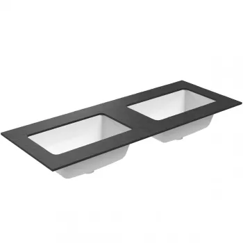 Darba virsma ar izlietni Kame Universal HPL 120 Dubultā ar Easy Clean sifonu Black lava
