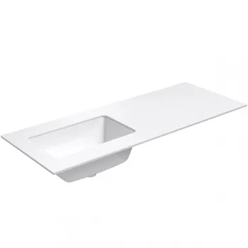 Darba virsma ar izlietni Kame Universal HPL 120cm Kreisā ar Easy Clean sifonu Balta Matēta