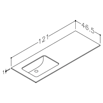 Darba virsma ar izlietni Kame Universal HPL 120cm Kreisā ar Easy Clean sifonu Balta Matēta