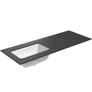 Darba virsma ar izlietni Kame Universal HPL 120cm Kreisā ar Easy Clean sifonu Black lava