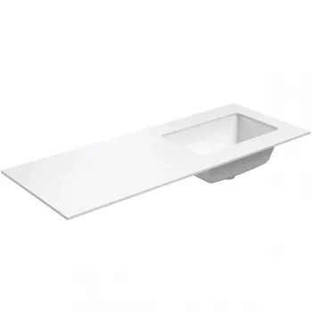 Darba virsma ar izlietni Kame Universal HPL 120cm Labā ar Easy Clean sifonu Balta Matēta