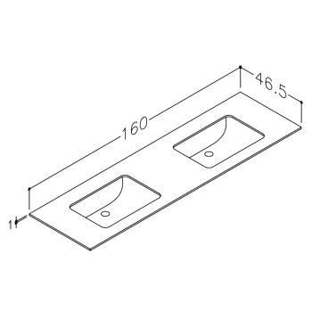 Darba virsma ar izlietni Kame Universal HPL 160cm Dubultā ar Easy Clean sifonu (2gab) Balta Matēta