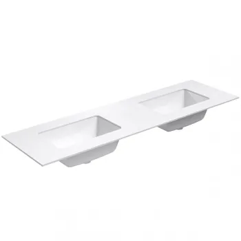 Darba virsma ar izlietni Kame Universal HPL 160cm Dubultā ar Easy Clean sifonu (2gab) Balta Matēta