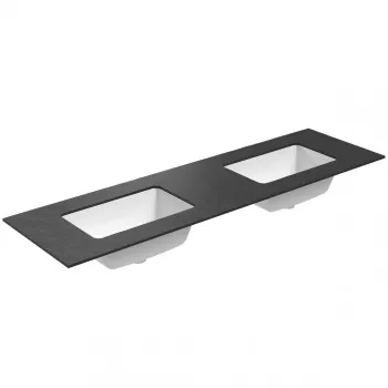 Darba virsma ar izlietni Kame Universal HPL 160cm Dubultā ar Easy Clean sifonu (2gab) Black lava