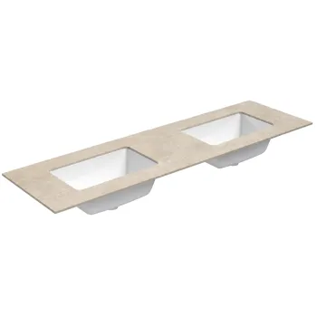 Darba virsma ar izlietni Kame Universal HPL 160cm Dubultā ar Easy Clean sifonu (2gab) Earth stone