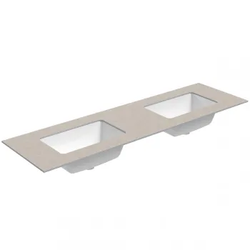 Darba virsma ar izlietni Kame Universal HPL 160cm Dubultā ar Easy Clean sifonu (2gab) Sand stone