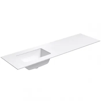Darba virsma ar izlietni Kame Universal HPL 160cm Kreisā ar Easy Clean sifonu Balta Matēta