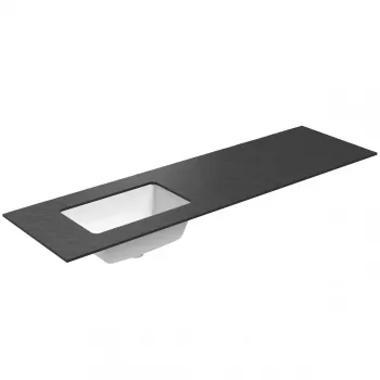 Darba virsma ar izlietni Kame Universal HPL 160cm Kreisā ar Easy Clean sifonu Black lava