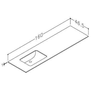Darba virsma ar izlietni Kame Universal HPL 160cm Kreisā ar Easy Clean sifonu Earth stone