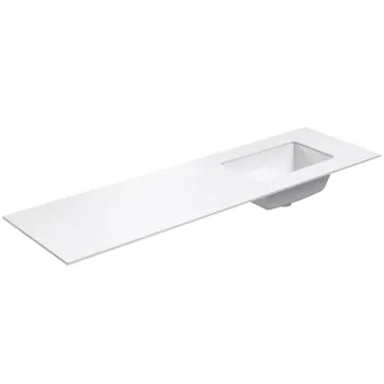 Darba virsma ar izlietni Kame Universal HPL 160cm Labā ar Easy Clean sifonu Balta Matēta