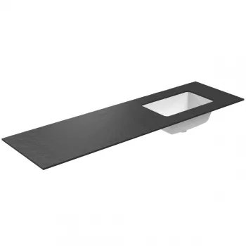 Darba virsma ar izlietni Kame Universal HPL 160cm Labā ar Easy Clean sifonu Black lava