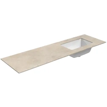 Darba virsma ar izlietni Kame Universal HPL 160cm Labā ar Easy Clean sifonu Earth stone