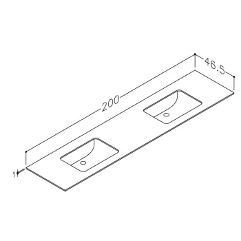 Darba virsma ar izlietni Kame Universal HPL 200cm Dubulta ar Easy Clean sifonu (2gab) Balta Matēta