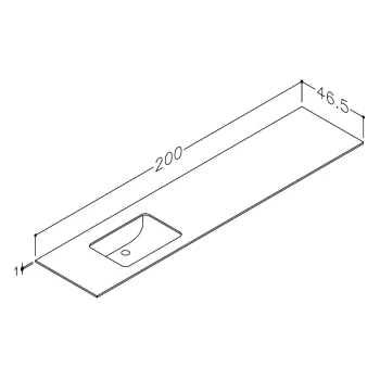 Darba virsma ar izlietni Kame Universal HPL 200cm Kreisā ar Easy Clean sifonu Black moon