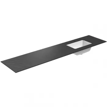 Darba virsma ar izlietni Kame Universal HPL 200cm Labā ar Easy Clean sifonu Black lava