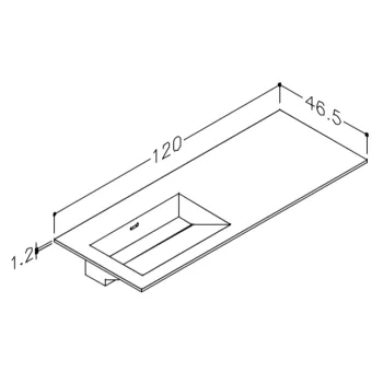 Mēbeļu izlietne Kame Corian 120 (bez atveres maisītājam) kreisā Balts Matēts CN1214618-L-BS