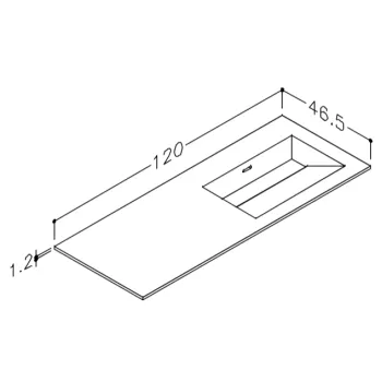 Mēbeļu izlietne Kame Corian 120 (bez atveres maisītājam) labā Balts Matēts CN1214618-R-BS