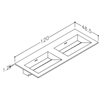 Mēbeļu izlietne Kame Corian 120 dubultā (bez atveres maisītājam) Balts Matēts CN1214618-D-BS