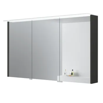 Spoguļskapītis Kame Loft 120 ar 3 spoguļdurvīm, LED gaismu un sensoru Anthracite Grey MC3DML/120-70/D27-LFT