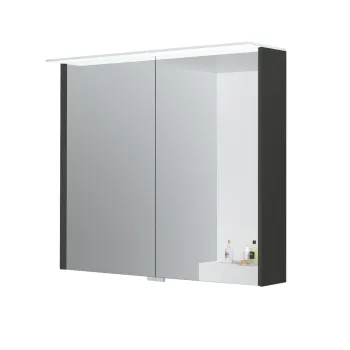 Spoguļskapītis Kame Loft 80 ar 2 spoguļdurvīm, LED gaismu un sensoru Anthracite Grey MC3DML/80-70/D27-LFT