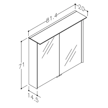 Spoguļskapītis Kame Loft 80 ar 2 spoguļdurvīm, LED gaismu un sensoru Pearl Grey MC3DML/80-70/D37-LFT