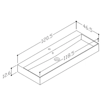 Vannas istabas izlietne Kame Slim square 120cm Ceramic Balts Matēts SS1200460MW