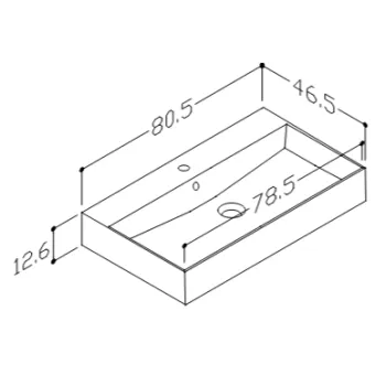 Vannas istabas izlietne Kame Slim square 80cm Ceramic Balts Matēts SS800460MW