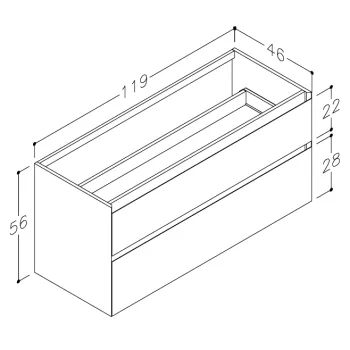 Vannas istabas skapītis Kame Loft 120cm 2 atvilknes, Zem virsmas, Bez izlietnes, Pearl Grey BUC/12-3DR/D37-LFT