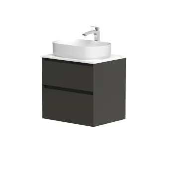 Vannas istabas skapītis Kame Loft 60cm 2 atvilknes, Zem virsmas, Bez izlietnes, Anthracite Grey BUC/6-3DR/D27-LFT