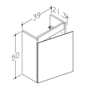 Vannas istabas skapītis Kame Mini 40cm Kreisais, bez izlietnes, Balts Matēts BU/40x22-L/D02-MN