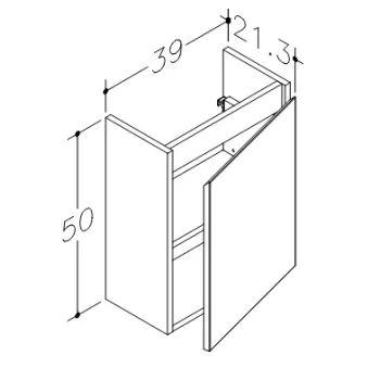 Vannas istabas skapītis Kame Mini 40cm Kreisais, bez izlietnes, Graphite BU/40x22-L/D27-MN