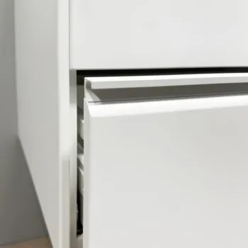 Vannas istabas skapītis Kame Moon 120cm 2 atvilknes, dubultais Balts Matēts BUD/12-3DR/D02-MO
