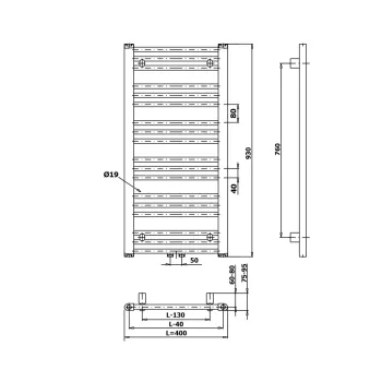 Dvieļu žāvētājs / Radiators Bruckner Albrecht 40x93cm, 327 W, melns 600.111.6