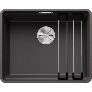Virtuves izlietne Blanco Etagon 500 Silgranīta, 53x43 cm, ar sliedēm, pelēks akmens 526344