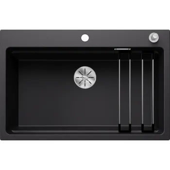 Virtuves izlietne Blanco Etagon 8 Silgranīta, 78x51 cm, ar sliedēm, InFino, melna 525892