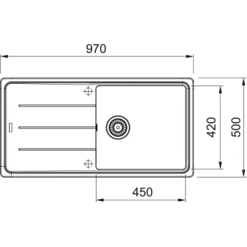 Virtuves izlietne Franke Basis Fragranīta BFG 611, 97x50 cm, matēti melna 114.0661.511