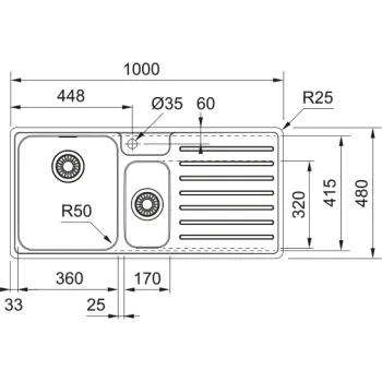 Virtuves izlietne Franke Bell BCX 251/7, nerūsējošais tērauds 127.0759.734