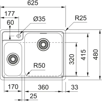 Virtuves izlietne Franke Bell BCX 260/7, nerūsējošā tērauda 127.0759.736