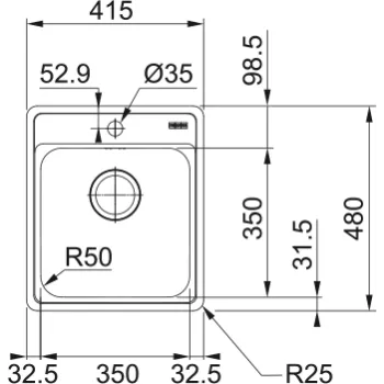 Virtuves izlietne Franke Bell BCX 610-42, 48x42 cm, nerūsējošais tērauds 101.0698.241