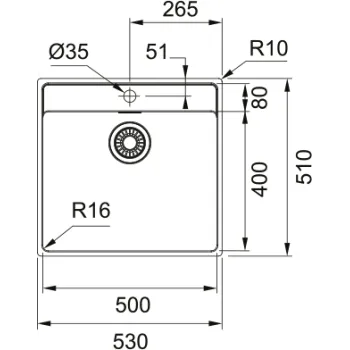 Virtuves izlietne Franke Maris MRX 210/610-50 TL, 53x51x18 cm, nerūsējošais tērauds 127.0539.574