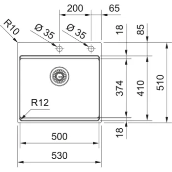 Virtuves izlietne Franke Mythos BXX PRO 210/610-50 TL, 53x51 cm, nerūsējošais tērauds 127.0753.795