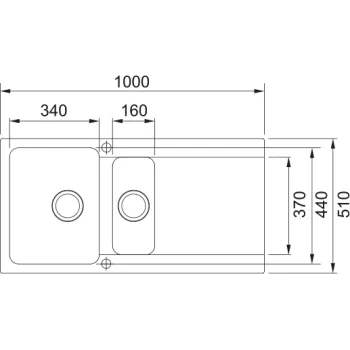 Virtuves izlietne Franke Orion Tectonite OID 651, 100x51 cm, melna 114.0288.592