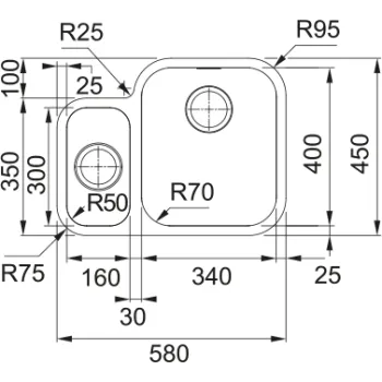 Virtuves izlietne Franke Smart Izlietne SRX 160/7, 58x45 cm, nerūsējošais tērauds 122.0736.138