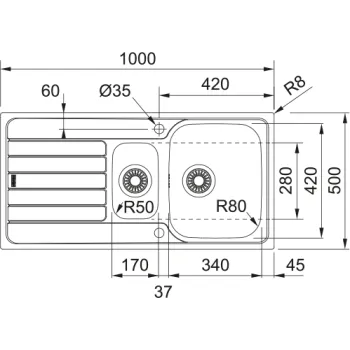 Virtuves izlietne Franke Spark SKX 651, 100x50 cm, nerūsējošais tērauds 101.0504.085