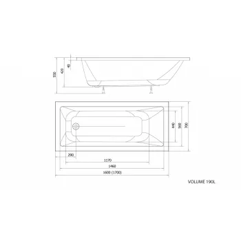 Vanna Aqualine DOUBRAVA, 170x70x42 cm, akrila, balta A1770
