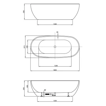 Brīvi stāvošā vanna Aqualine Duoro, 180x80 cm, Lietā akrila, balta E1880